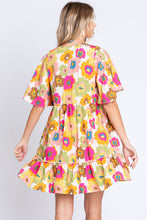 Load image into Gallery viewer, GeeGee Full Size Floral V-Neck Ruffle Trim Mini Dress