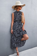 Load image into Gallery viewer, Printed Mock Neck Sleeveless Belted Tiered Dress