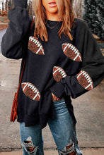 Load image into Gallery viewer, Sequin Football Patch Slit Sweatshirt