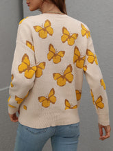 Load image into Gallery viewer, Butterfly Dropped Shoulder Crewneck Sweater