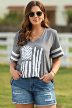 Load image into Gallery viewer, Plus Size US Flag Graphic V-Neck Tee