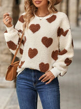 Load image into Gallery viewer, Fuzzy Heart Dropped Shoulder Sweatshirt