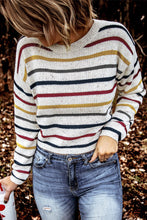 Load image into Gallery viewer, Striped Round Neck Ribbed Trim Sweater