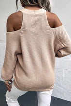 Load image into Gallery viewer, Cold Shoulder Plunge Neck Ribbed Cardigan