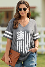 Load image into Gallery viewer, Plus Size US Flag Graphic V-Neck Tee