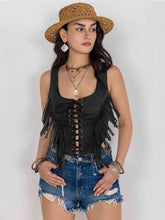 Load image into Gallery viewer, Fringe Lace-Up Vest