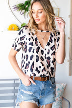 Load image into Gallery viewer, Leopard Cutout Short Sleeve Top