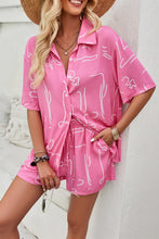 Load image into Gallery viewer, Printed Button Up Shirt and Shorts Set