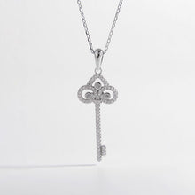 Load image into Gallery viewer, 925 Sterling Silver Inlaid Zircon Key Shape Necklace