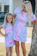 Load image into Gallery viewer, Women Tie-Dye Belted T-Shirt Dress