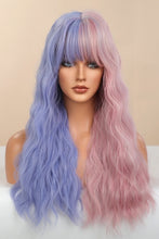 Load image into Gallery viewer, 13*1&quot; Full-Machine Wigs Synthetic Long Wave 26&quot; in Blue/Pink Split Dye