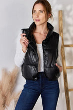 Load image into Gallery viewer, Love Tree Faux Leather Snap and Zip Closure Vest Coat