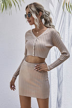 Load image into Gallery viewer, Button Front Crop Sweater and Skirt Set