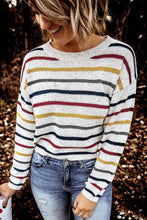 Load image into Gallery viewer, Striped Round Neck Ribbed Trim Sweater